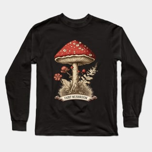 Vintage Fairy Mushroom Christmas Long Sleeve T-Shirt